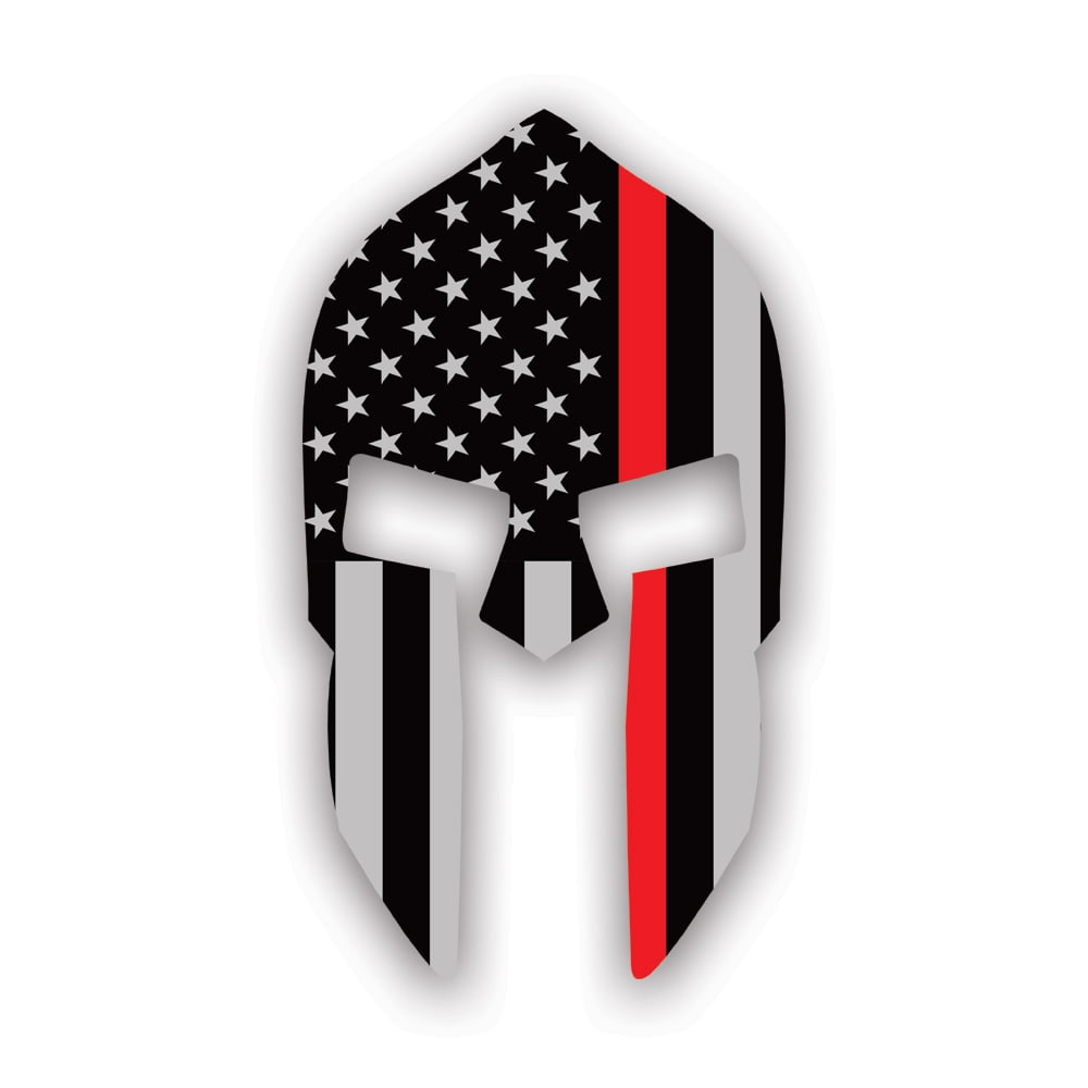 Thin Red Line Subdued Spartan Helmet American Flag Sticker Decal - Self ...