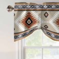 thumbnail image 4 of Brown Gray Boho Tie Up Valance Curtains for Windows, Kitchen Curtains Window Treatments, Southwestern Ethnic Abstract Geometric Short Window Shades Valances for Bedroom Bathroom Cafe 42"x18", 4 of 8