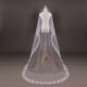 thumbnail image 3 of Velo de novia Kuyiluo con peineta y borde de encaje floral (beige), 3 of 8