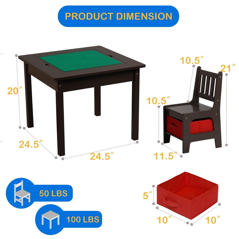 AILEEKISS Kids Table and Chair Set 2 in 1 Toddler Activity Table Lego Block Play Table Coffee Walmart