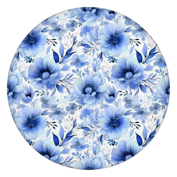 Pioneer Flower Floral Print Pattern Round Fitted Tablecloth with Elastic Edge,Dining Table Cover Waterproof,Outdoor Round Tablecloth for Camping,Dining,Indoor and Outdoor