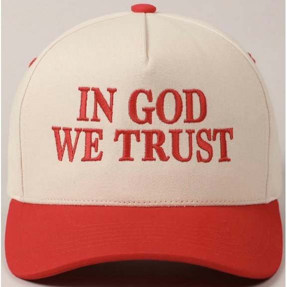 In God We Trust Embroidered Two-Tone Canvas Trucker Hat, In God We Trust Cap, Headwear, In God We Trust Hat