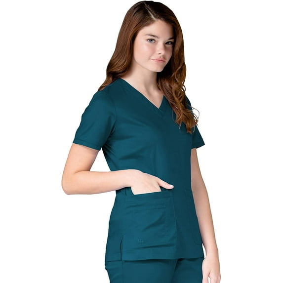 Maevn Womens Blossom Curved V-Neck Top
