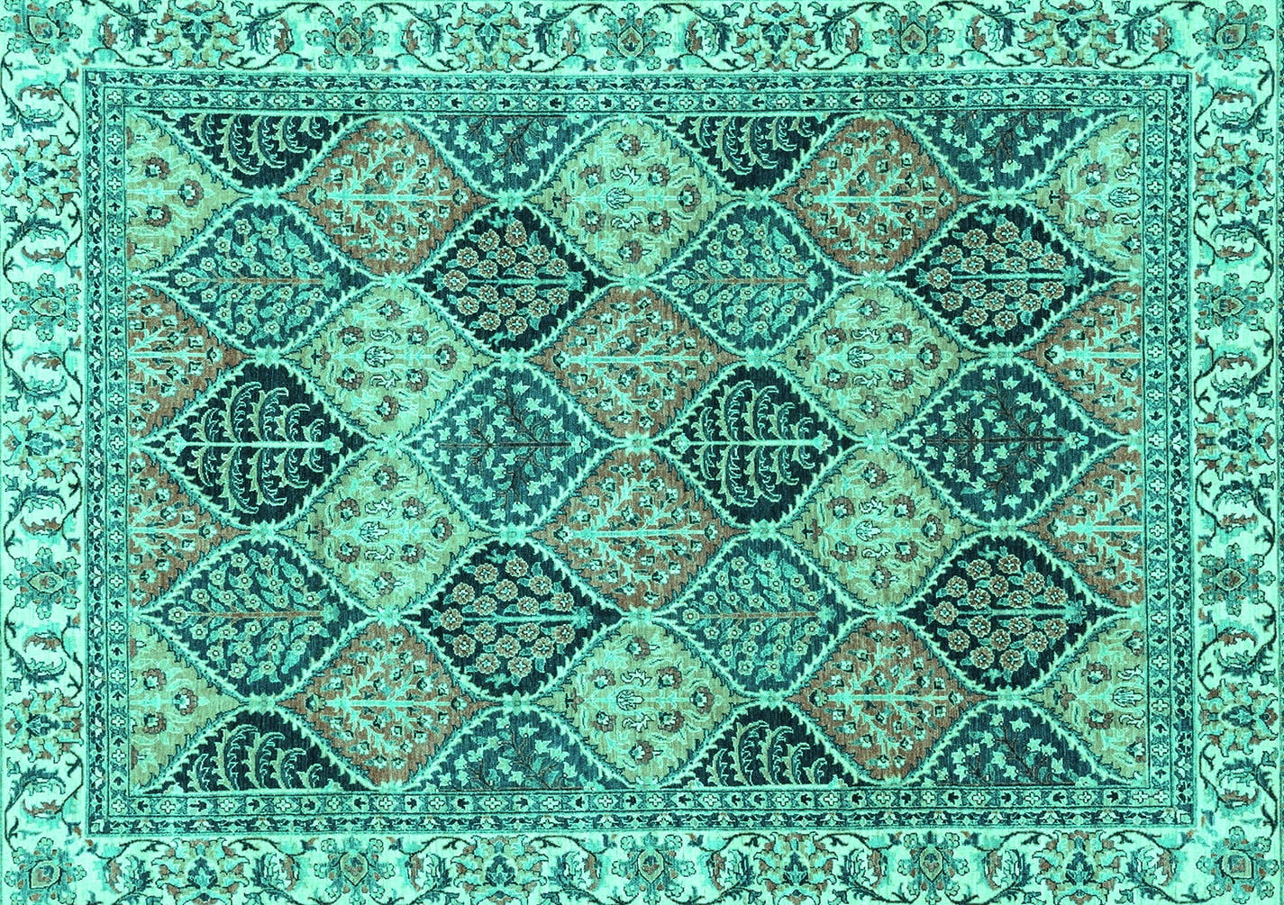 Ahgly Company Indoor Rectangle Abstract Turquoise Blue Modern Area Rugs ...