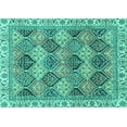 thumbnail image 1 of Ahgly Company Machine Washable Indoor Rectangle Abstract Turquoise Blue Modern Area Rugs, 3' x 5', 1 of 4