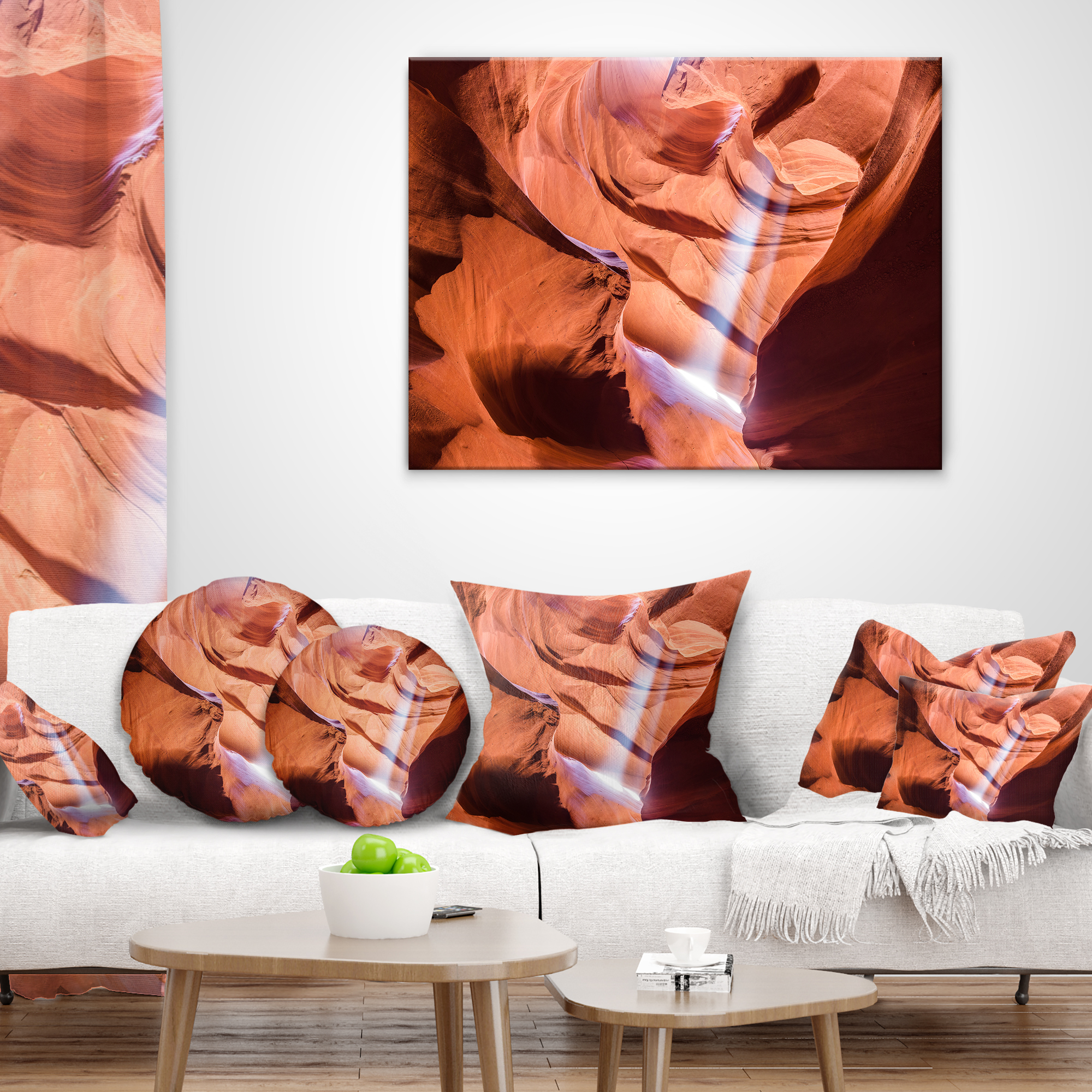 Designart Light to Antelope Canyon - Landscape Photography Throw Pillow - 18x18