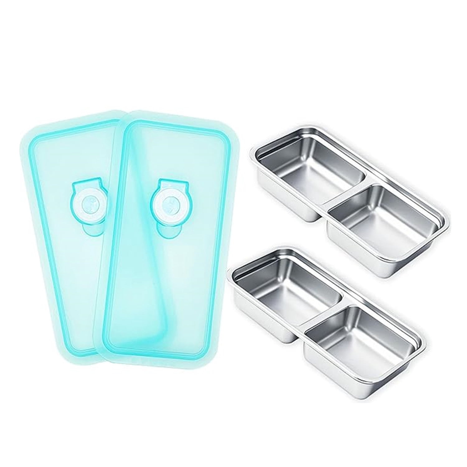 4 Pezzi Scatola Snack con Coperchio & 4 Scomparti, Contenitori Bento Frutta Caramelle Scuola, Box Spuntino Riutilizzabili Bambini Adulti, Porta Merenda Pranzo, Lunchbox Divisi per Cucina, Picnic