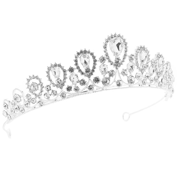 LOLIPPYY Wedding Bridal Crown Headpiece Plated Silver Rhinestone Tiara for Formal Occasion