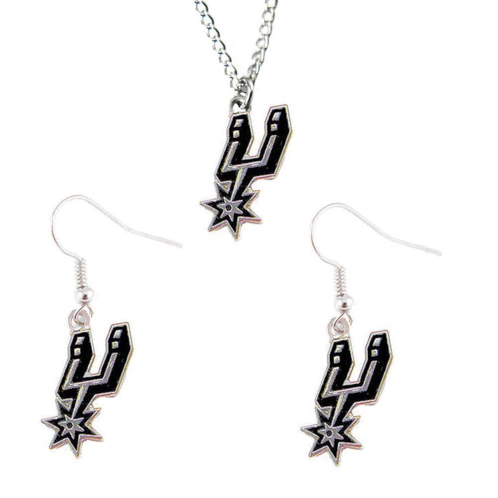 NBA SAN Antonio Spurs Sports Team Logo Necklace and Dangle Earing Charm