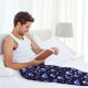 thumbnail image 5 of Fotbe Skull flower leaf purple Pantalones de Pijama para Hombre, Pantalones de Dormir, Pantalones de Casa con Cintura Ajustable y Bolsillos-Small, 5 of 6