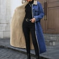 thumbnail image 4 of Women's Winter Windproof Lined Long Denim Coat Trucker Jacket Dark Blue L, 4 of 7