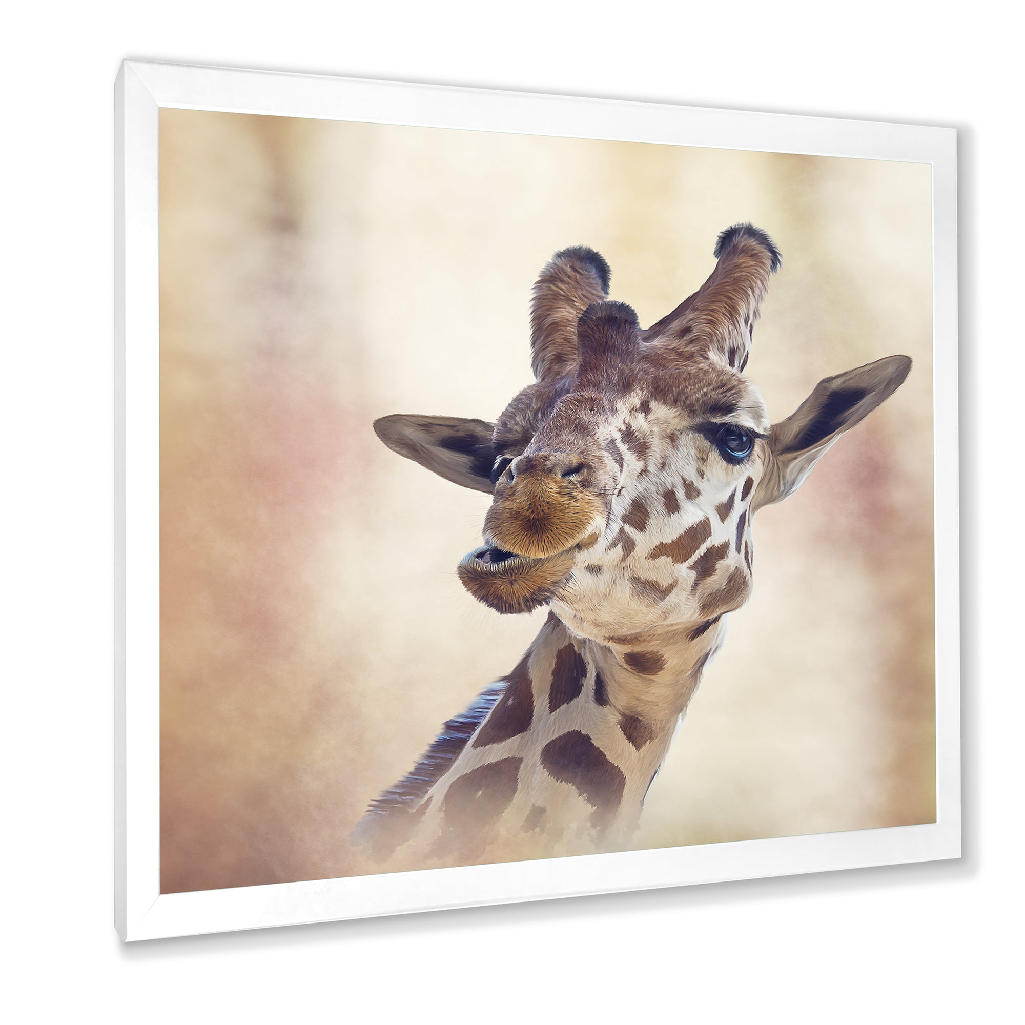 Designart 'Close Up Portrait of A Giraffe VI' Farmhouse Framed Art Print