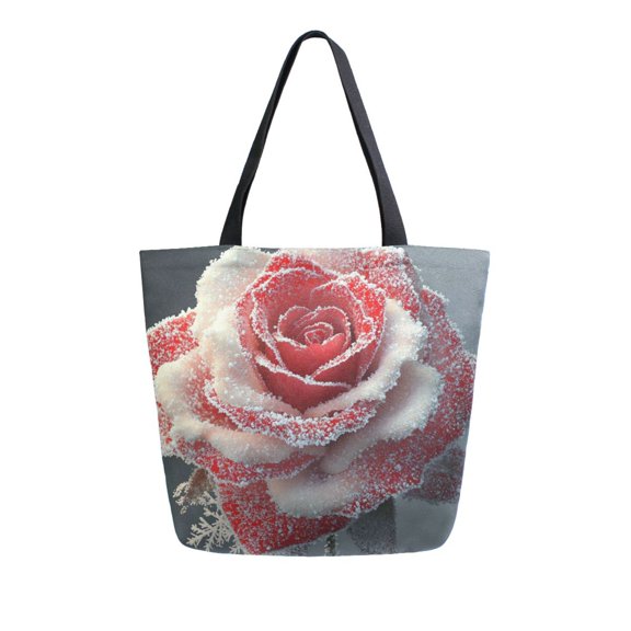 DIXRUYEE Tote Bag Women Weekender Travel Bag Shoulder Handbag Snow-kissed Rose Printed