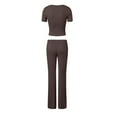 thumbnail image 6 of GEWSEY Lounge Sets for Women 2 Piece Foldover Yoga Flare Leggings Pants Crop Tops Casual Y2K Outfits Matching Tracksuit Set (Brown, XL), 6 of 6