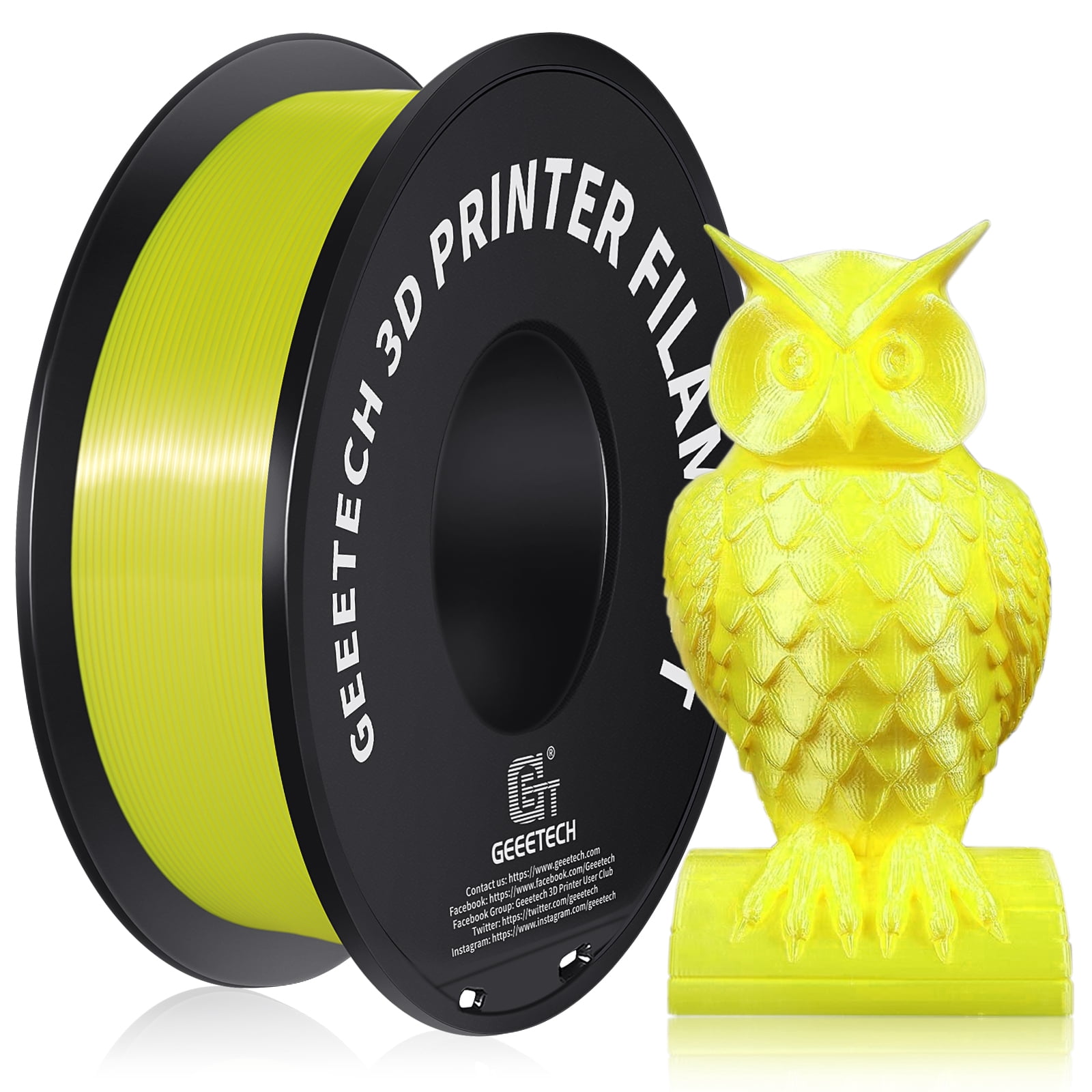 Geeetech 5pcs Silk Yellow 3D Printer PLA Filament 5KG（11ibs） Toughness Enhanced Filament with 1.75mm Dimensional Accuracy +/-0.03mm, 1080 Feet per Roll, Vacuum Packaging