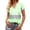 Mint Green, variant on Women's V Neck Snap Button Shirts Short Sleeve Color Block Tunic Tops Lightweight Casual Loose Summer Blouses