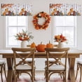 thumbnail image 5 of Fall Maple Valances for Windows, 42 x 18in, Gnome Pumpkin Sunflower Wood Grain Thanksgiving Rod Pocket Kitchen Valance Curtain Light Filtering Window Treatments for Living Room Bedroom, 1 Panel, 5 of 7