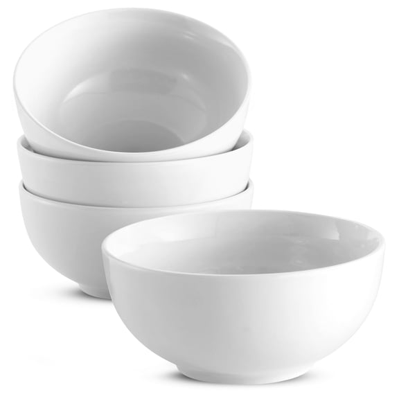 Kook 20-Oz Ceramic Soup & Cereal Bowls, Set of 4, Marshmallow White – Microwave & Dishwasher Safe