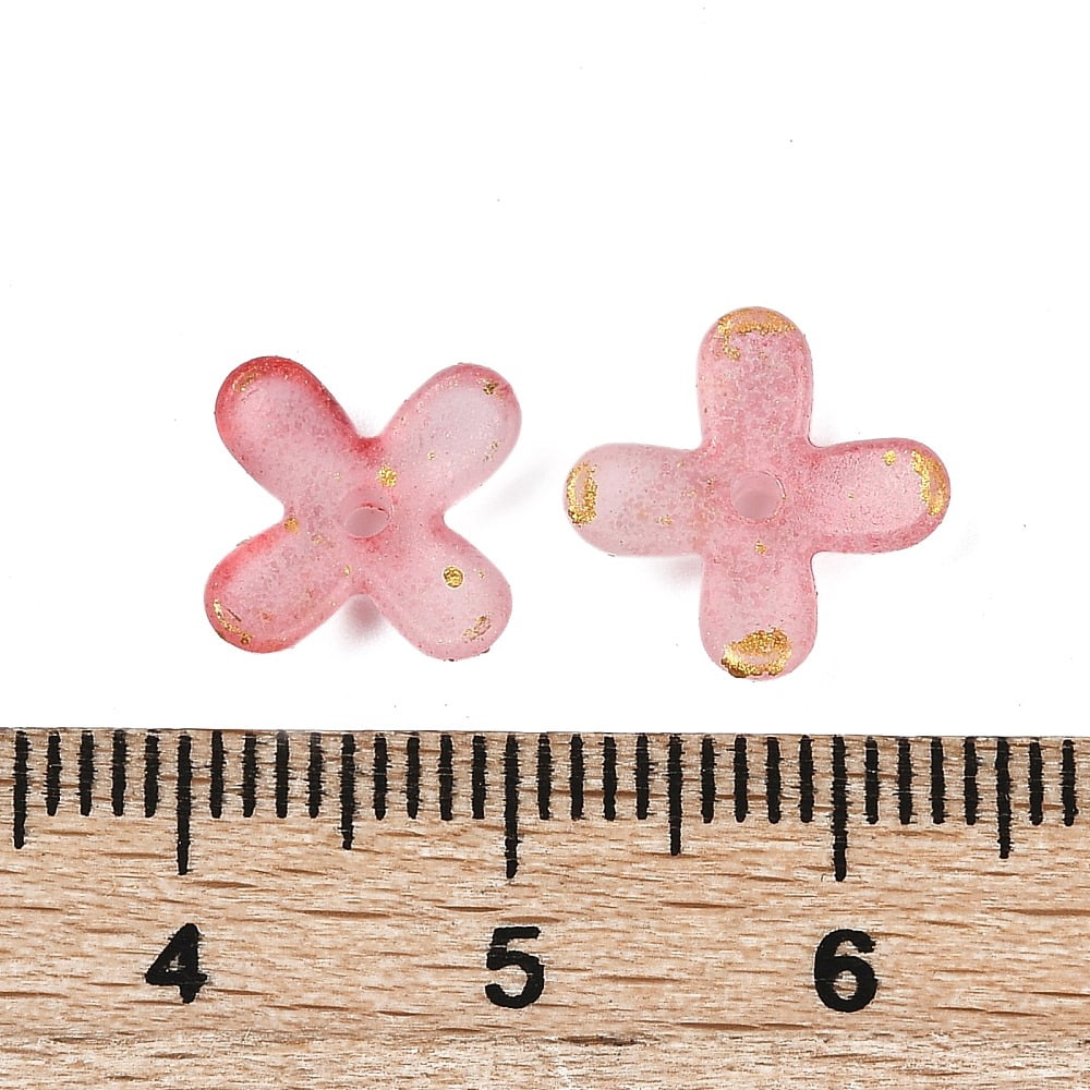 Metal Enlaced Acrylic Bead Caps Flower Light Coral 11.5x11.5x3mm Hole: 1.5mm about 3846pcs/500g