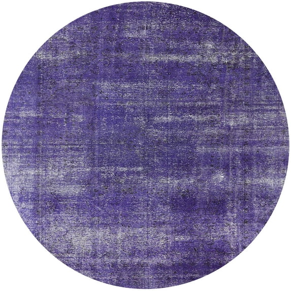 Ahgly Company Indoor Round Mid-Century Modern Purple Oriental Area Rugs, 3' Round