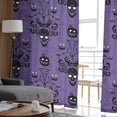 thumbnail image 4 of Sheer Curtains 63 inches Long, Halloween Haunted Grimace Pumpkin Skull Purple Light Filtering Sheer Window Curtains Rod Pocket Voile Drapes for Bedroom Living Room, 52"W x 63"L 2 Panels, 4 of 7