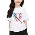 thumbnail image 1 of Chemises Filles Imprimées Col Rond Manches Courtes T-Shirt Garçons Filles Tee Confortable Tee Shirt Enfant Blanc 6 Ans-7 Ans, 1 of 6