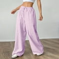 thumbnail image 5 of HongQid Women Stripe Wide Leg Casual Trousers Striped Low Rise Casual Loose Palazzo Lounge Pants with Pockets, 5 of 8