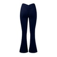 thumbnail image 5 of Ayolanni Summer Pants for Women Flare-Leg Jegging Navy Solid Elastic Band High Rise Leggings Women's Pants Jeans M, 5 of 6