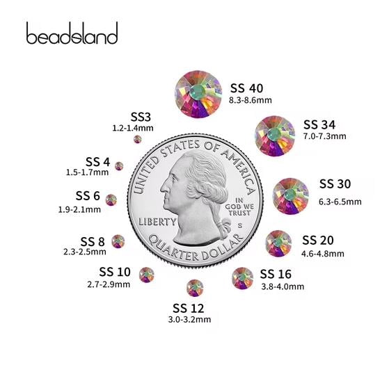Beadsland Flatback Rhinestones Bulk,14400pcs, Crystal AB, SS10, 2.7-2.9mm