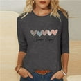 thumbnail image 2 of Penkiiy Women's Valentine's Day Fashion Printed T-shirt 3/4 Sleeves Blouse Round Neck Casual Tops L Gray, 2 of 5