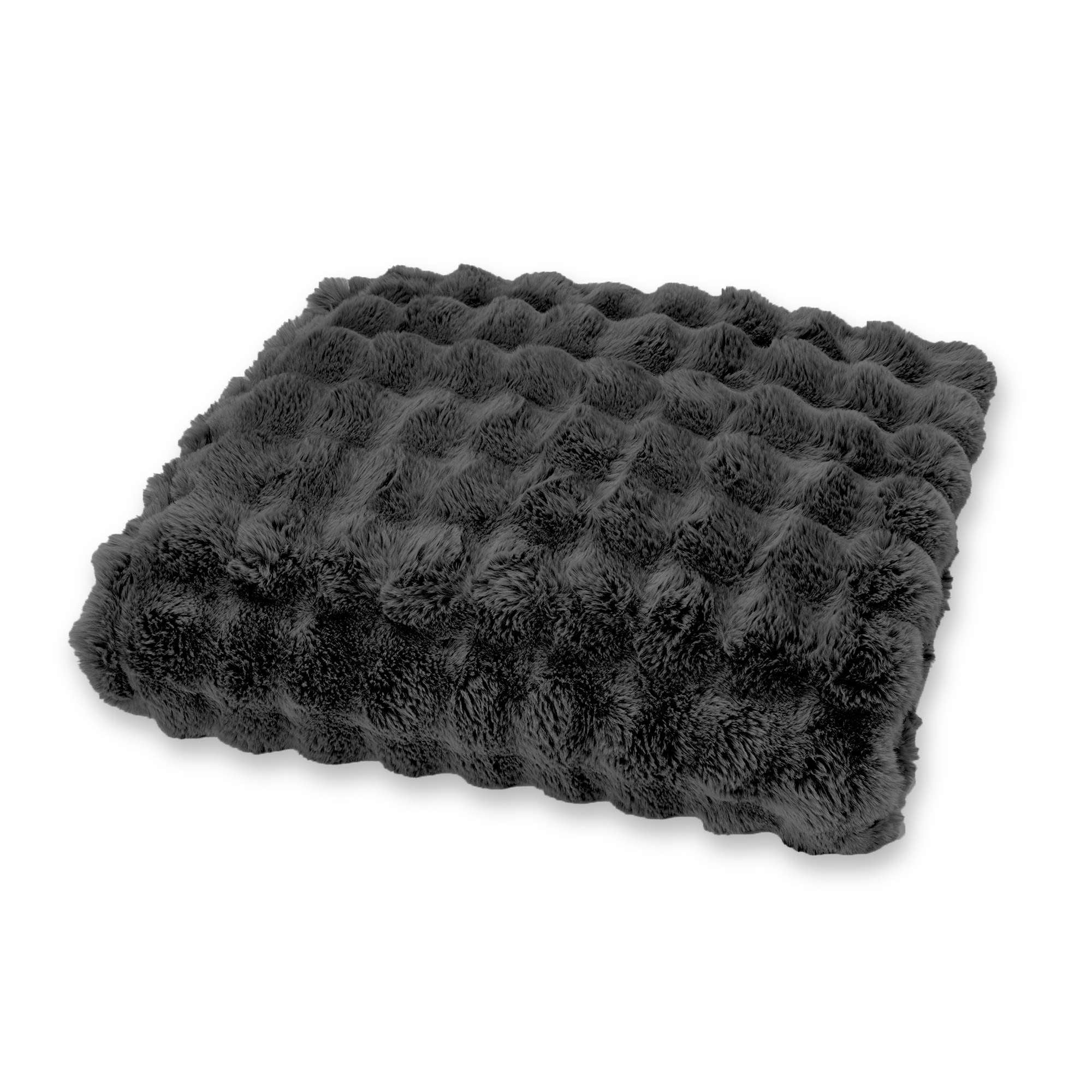 Ashford Home Cascade Ultra Fine Faux Fur Throw Blanket, Black, 50 x 60 inches