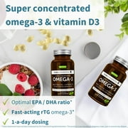 Igennus Advanced rTG Omega-3 IFOS Certified Wild Fish Oil & Vitamin D3, 1-a-Day, Fatty Acids EPA & DHA, Fast-Acting Triglyceride Form, Ultra Pure & Non-GMO, 60 Softgels
