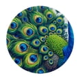 thumbnail image 4 of PIKWEEK Round Tablecloth with Elastic Edge Vintage Animal Peacock Green Feather White, 4 of 8