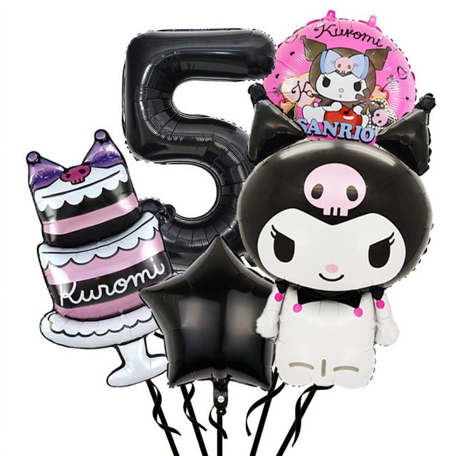 Juego de 5 piezas de globos de papel de aluminio Sanrio Kulomi con melodía de perro, decoración de cumpleaños, juguetes para niños