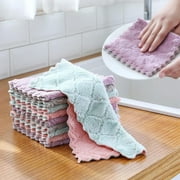 10Pack Cleaning Cloths, Washcloths Super Absorbent Kitchen Towels, Dish Cloths for Kitchen, Wash Cloth for Home, Car, Window, Odor Stain Grease Free Random Color