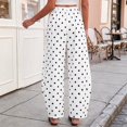 thumbnail image 5 of WGRFFH Polka Dot Pants for Women,Wide Leg Palazzo Pants,Casual Barrel Baggy Pants,Elastic High Waist Comfy Trousers with Pockets,Summer Boho Beach Pants,Lightweight Loose Ankle Pants White, 5 of 7