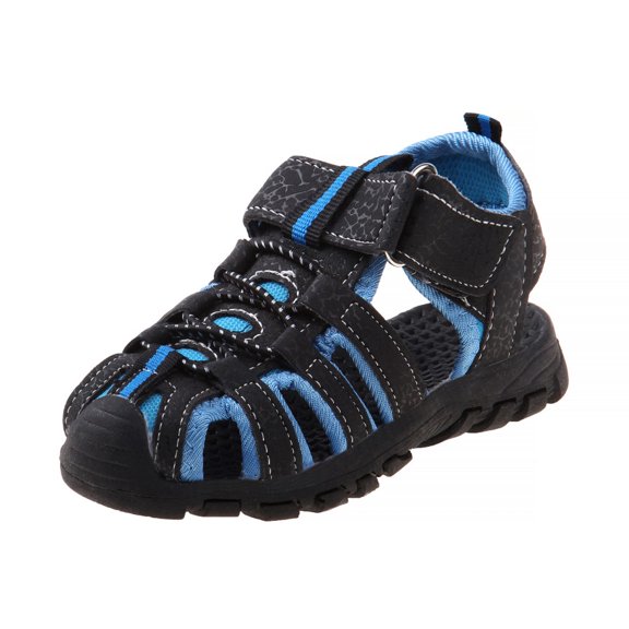 Rugged Bear Boy Closed Toe Kids Sport Sandals, Black Blue, 12