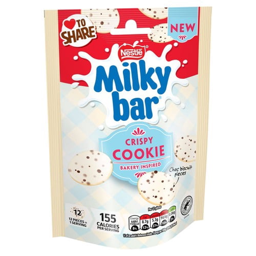 Milkybar Buttons Crispy Cookie White Chocolate Sharing Bag 86g, British Import (Pack of 3)