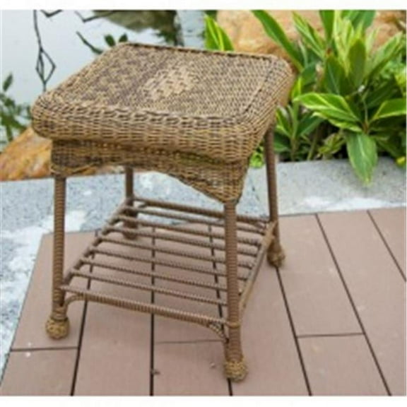 Outdoor Honey Wicker Patio Furniture End Table