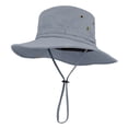 thumbnail image 4 of HLLMAN Mens Packable Sun Hat with Strap,Waterproof Wide Brim Bucket Hat for Fishing, 4 of 8