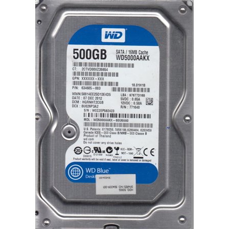 WD5000AAKX-60U6AA0, DCM HGRNHT2CGB, Western Digital 500GB SATA 3.5 Hard Drive