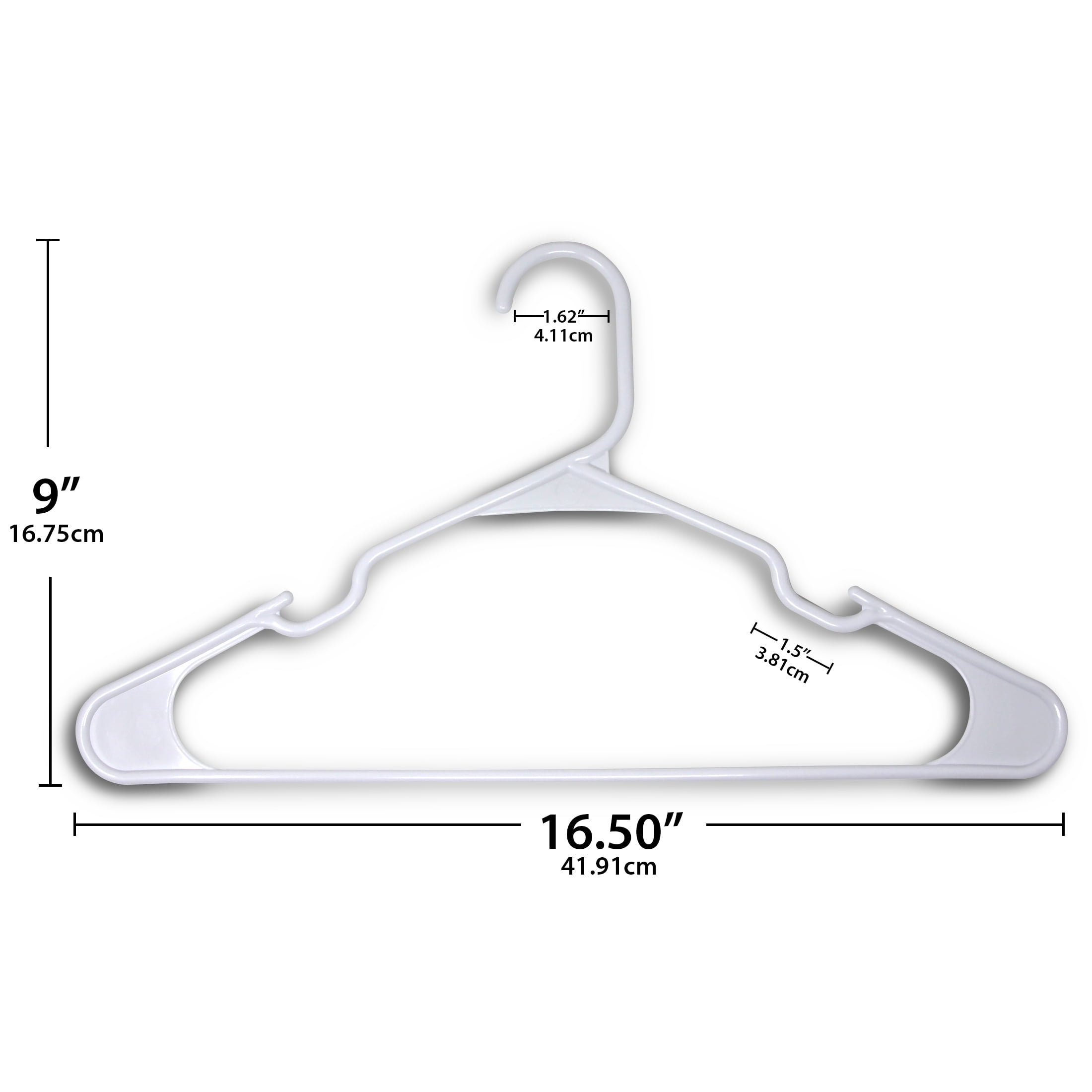 Mainstays Plastic Notched Adult Hangers for Any Clothing Type, Arctic White 100 Count