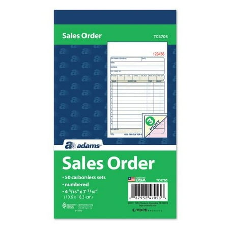 - Adams 3-Part Carbonless Sales Order Book