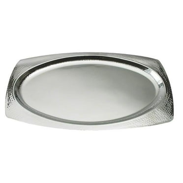 Jiallo 72689 22 in. Oval Hammered Stainless Steel Tray
