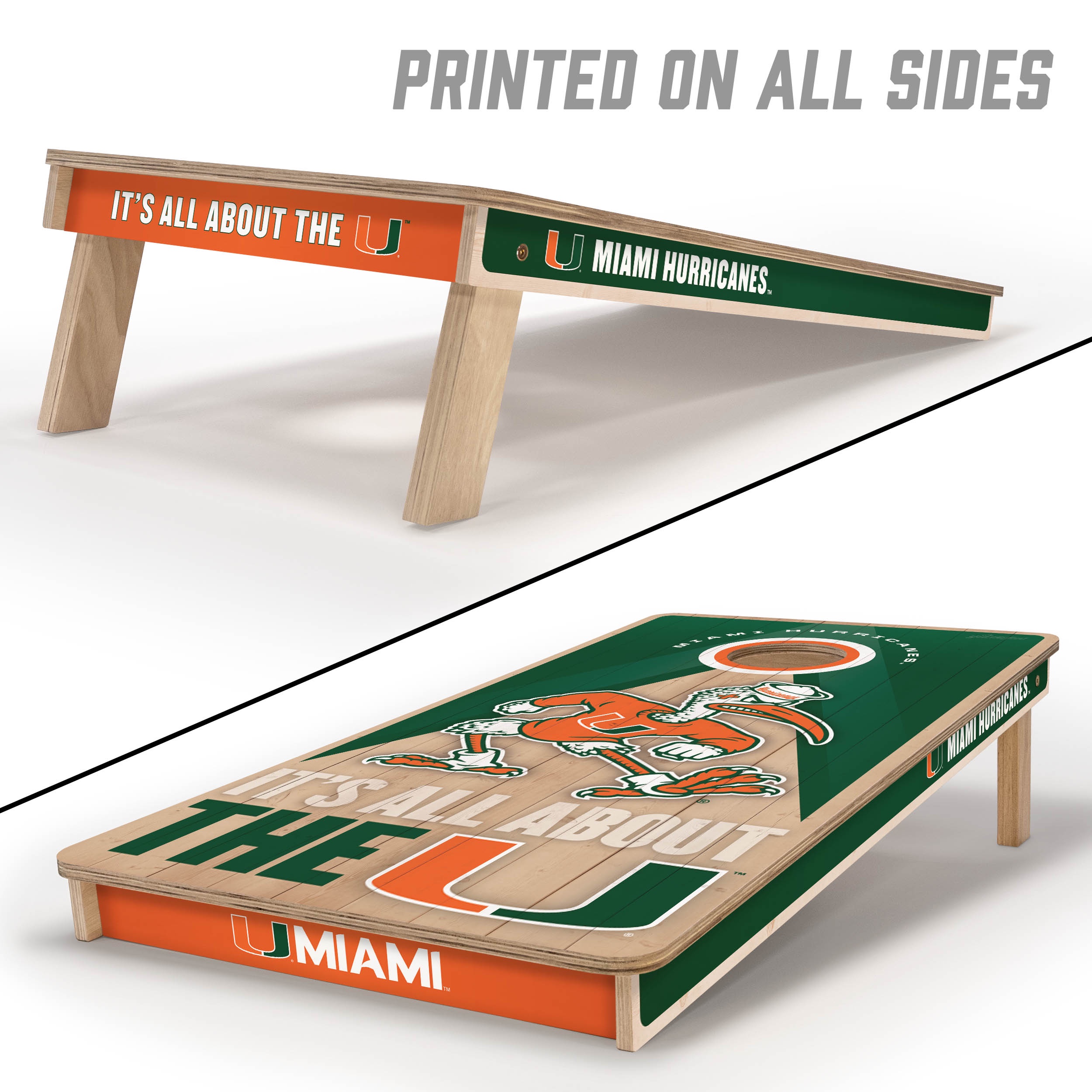 YouTheFan NCAA Miami Hurricanes 2X4 Slogan Series Cornhole NO BAGS