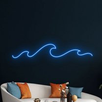 Handmadetneonsign Wave Neon Sign, Beach LED Neon Art Decor, Wave Beach Holiday Wall Decor