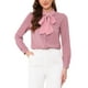 thumbnail image 1 of Blusa de trabajo de manga larga con botones y cuello atado para mujer INSPIRE CHIC XS Rosa Polvoriento, 1 of 6