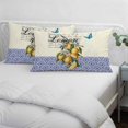 thumbnail image 3 of Lemon Pillow Covers, Linen Long Throw Pillow Case, Summer Vintage Yellow Fruits Italy Blue Textured Holiday Pillow Protector Decorative Cushion Cover for Living Room/Bedroom 20" x 26", 3 of 8