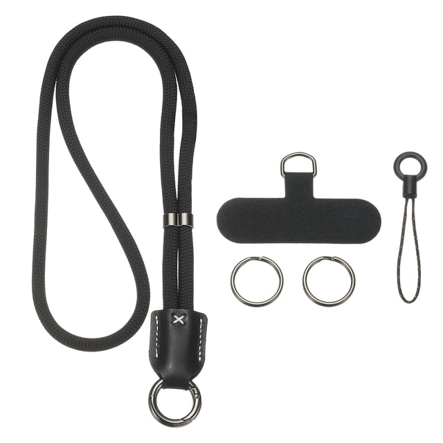 Cordón para Teléfono Móvil, Cordón de 18.5 pulgadas, Correa Antirrobo Cruzada para Cuello, Cadena Universal Ajustable Larga con Pestaña para Mujeres, Funda de Teléfono Móvil, Negro