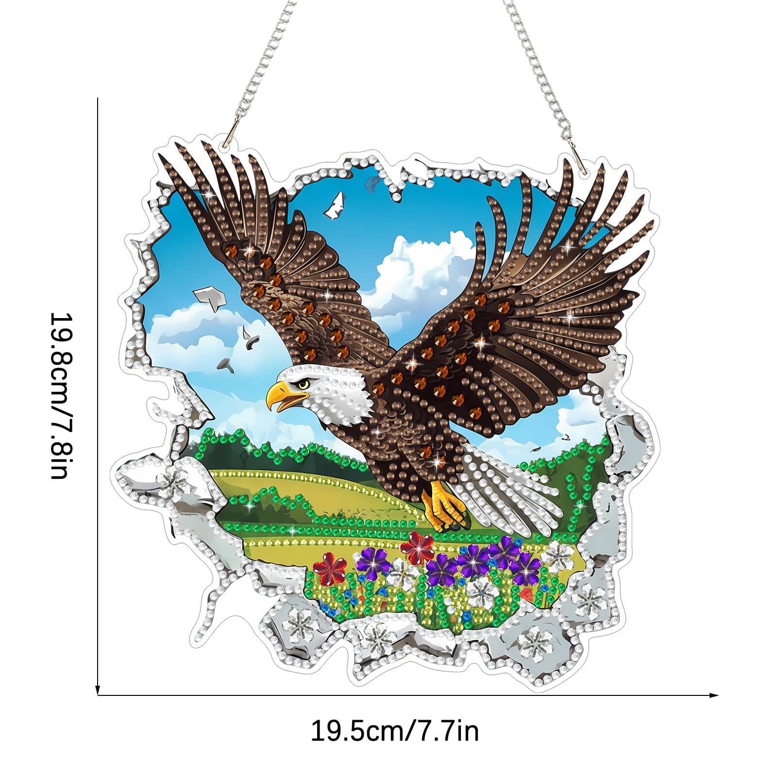 FLOPESN  DIY Diamond Art Kits,Spring Painting Eagle Style, 8.27*8.27in Diamond Painting Pendant, Creative Design Wall Decor